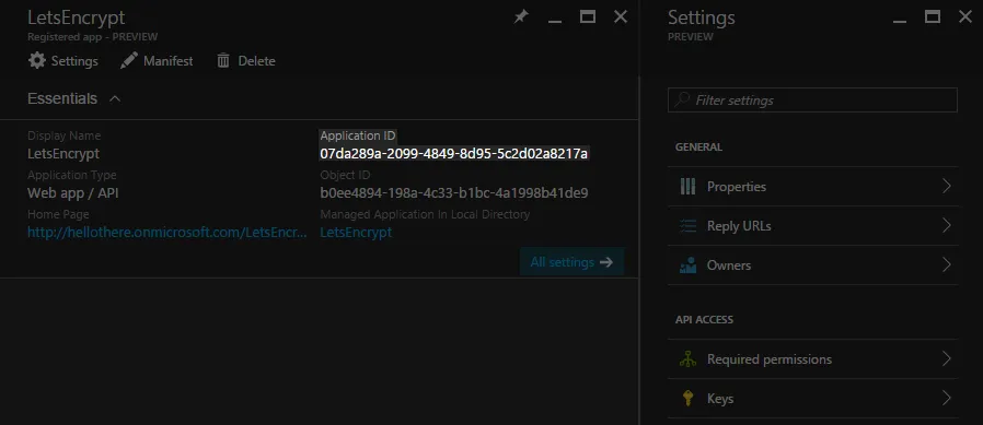 App Registration Application Id