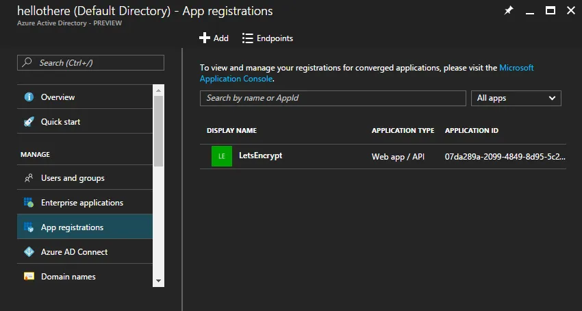 Azure Active Directory App Registrations