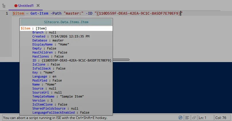 The default tooltip for an item variable.