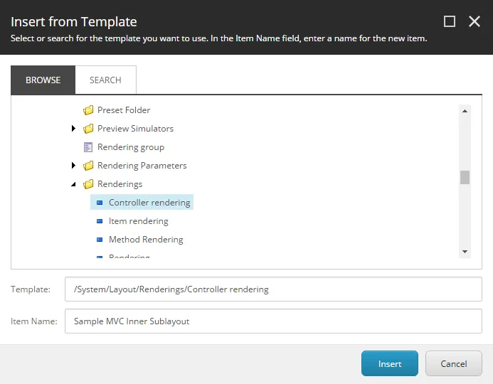 Create Sample MVC Inner Sublayout Rendering