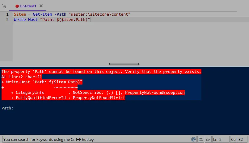 The strict mode error for a property that doesn’t exist.