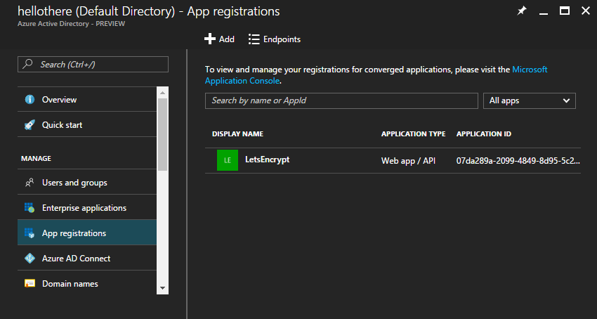 Azure Active Directory App Registrations