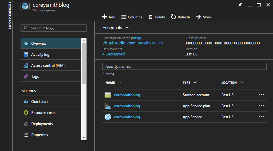 Storage Account in Resource Group