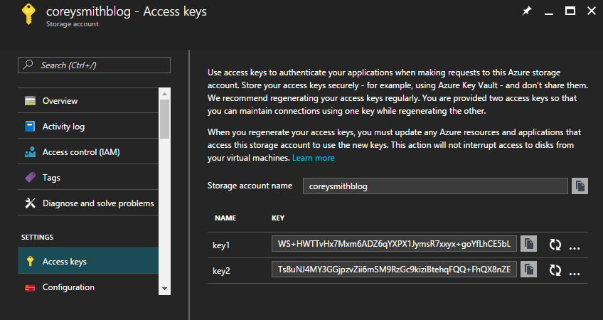 Storage Account Access Keys