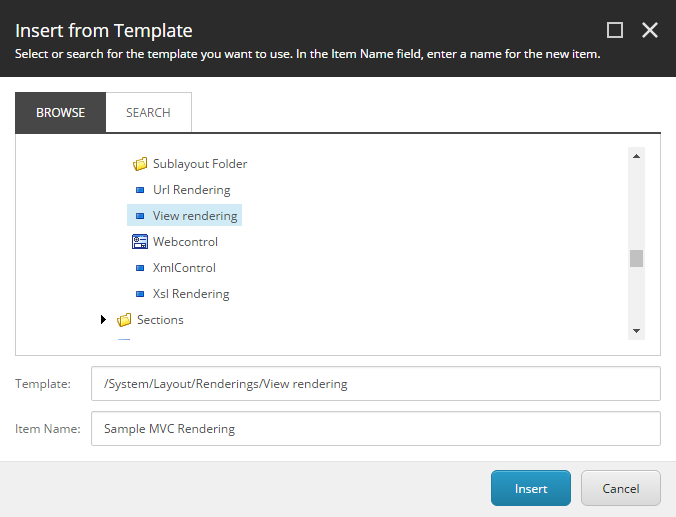 Create Sample MVC Rendering