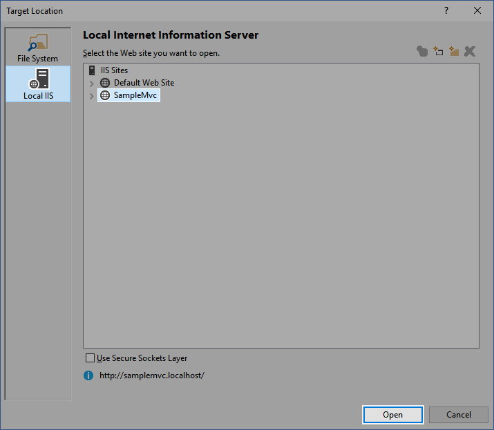 Target Location Local IIS