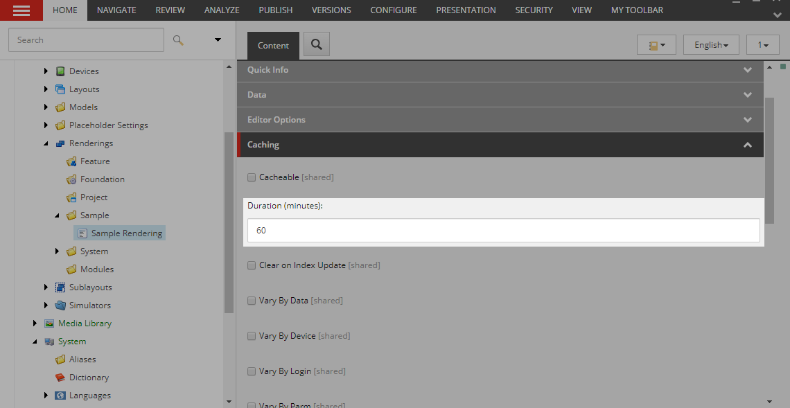 Sitecore MVC - Rendering-Level Cache Duration