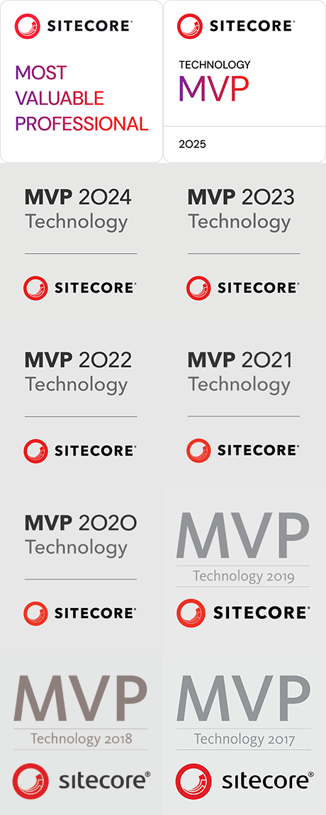 Sitecore Technology MVP 2025, 2024, 2023, 2022, 2021, 2020, 2019, 2018, & 2017